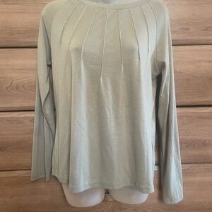 Long-Sleeve Pleated Front Top in Sage